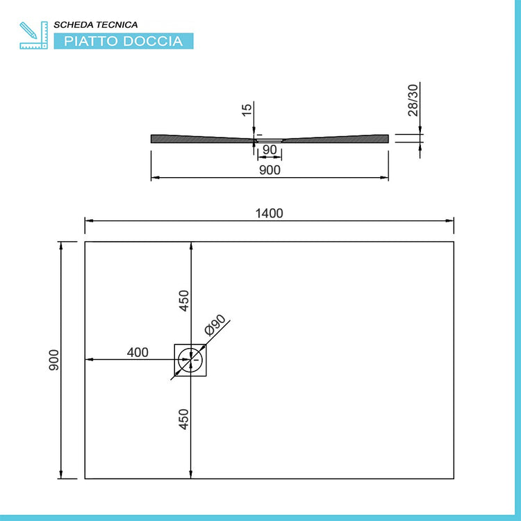 Piatto doccia resina 90x140 bianco effetto pietra filo pavimento Loren