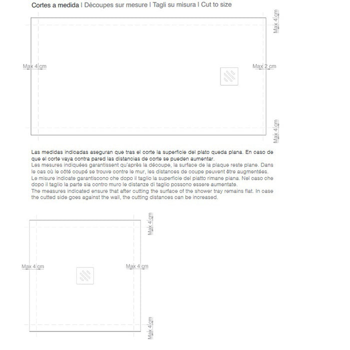 Piatto doccia resina finitura ardesia antracite con griglia inox nature, dimensioni 80x150