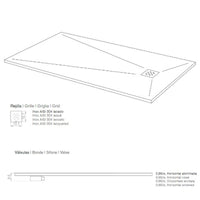 Piatto doccia resina finitura ardesia antracite con griglia inox nature, dimensioni 90x110