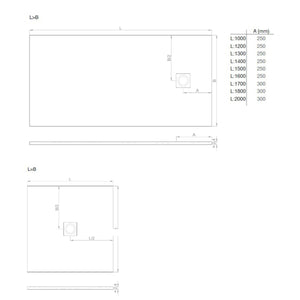 Piatto doccia resina finitura ardesia antracite con griglia inox nature, dimensioni 90x110