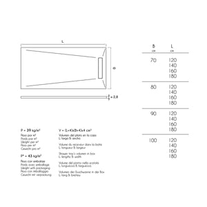 Piatto doccia resina finitura pietra antracite con griglia inox pure, dimensioni 80x160