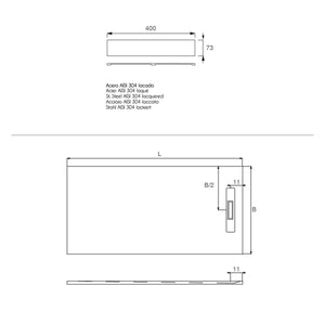 Piatto doccia resina finitura pietra antracite con griglia inox pure, dimensioni 70x180