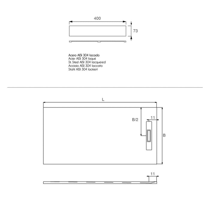 Piatto doccia resina finitura pietra antracite con griglia inox pure, dimensioni 70x180