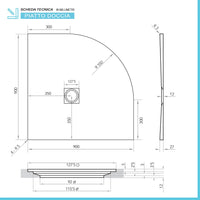 Piatto doccia semicircolare 90x90 beige riducibile su misura Ten