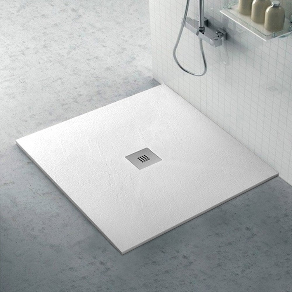 Piatto doccia su misura 80x80 Karen in resina bianco effetto pietra