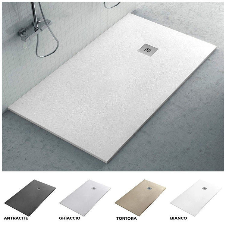 Piatto doccia su misura 80x80 Karen in resina bianco effetto pietra