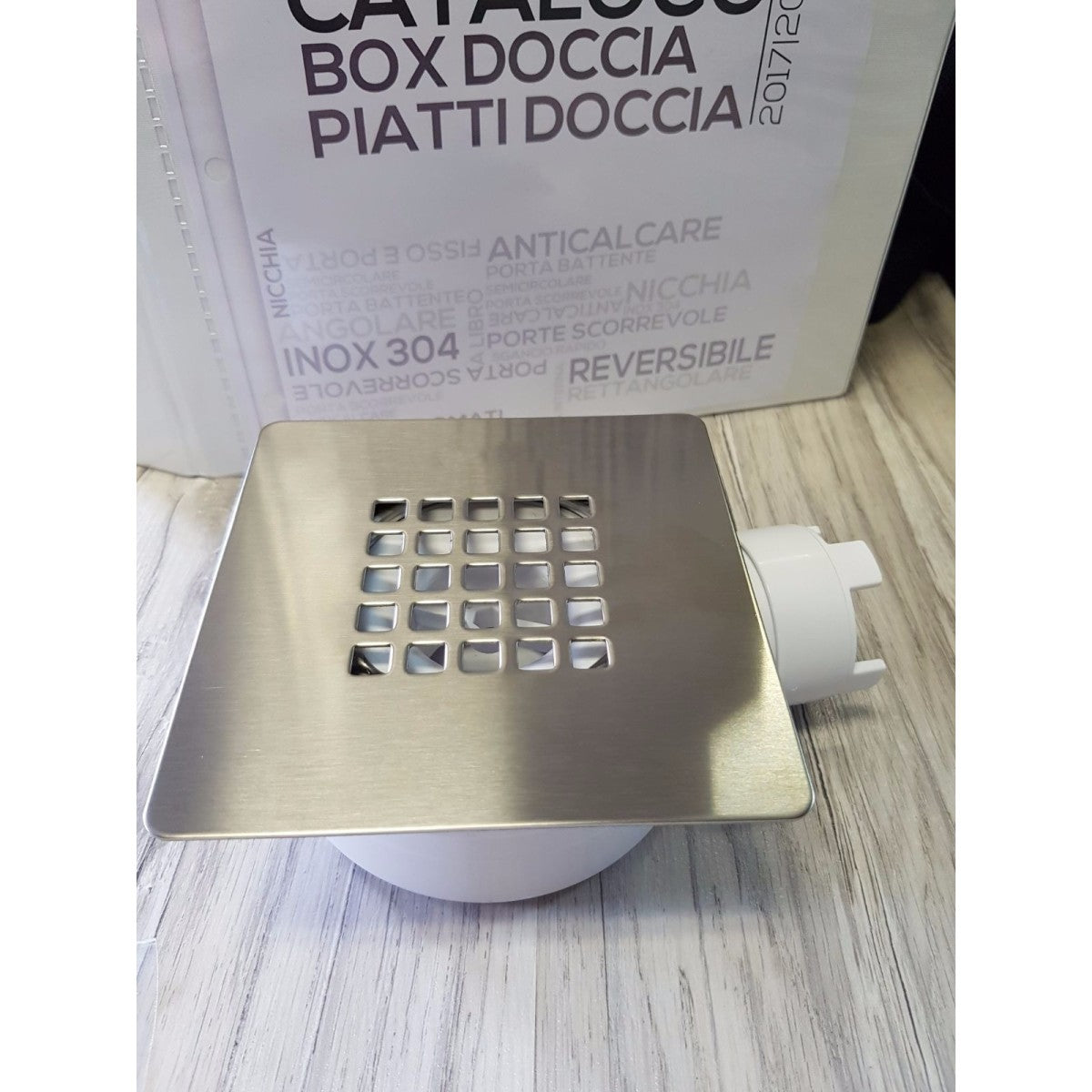 Piatto doccia tortora in marmoresina con griglia inox e piletta gratis - star plus, misura 80x100