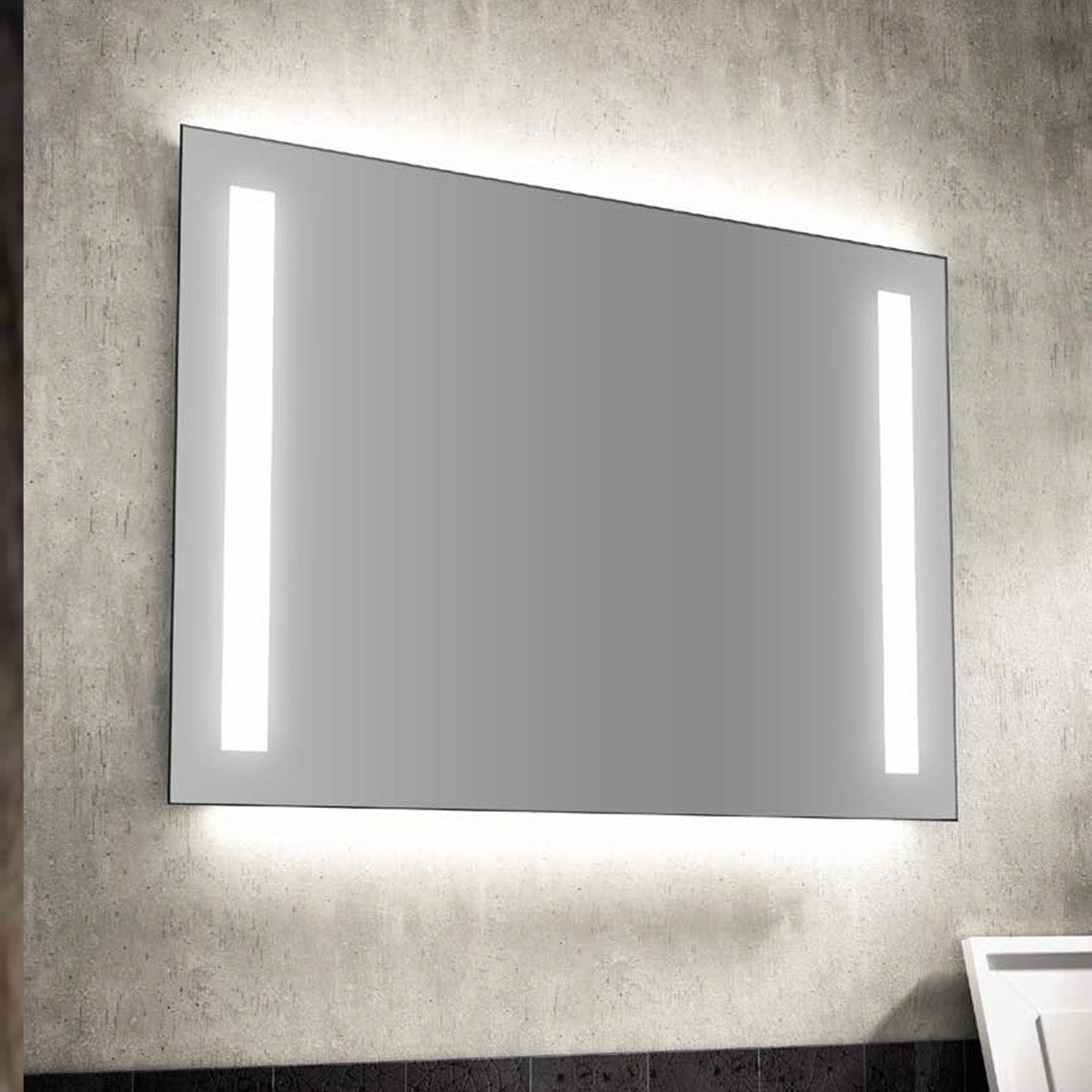 Specchio da bagno rettangolare reversibile a filo lucido retroilluminato samar, misura 90x70