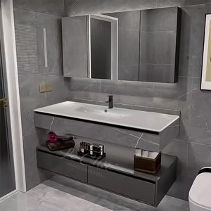 Mobile bagno moderno sospeso con lavabo rettangolare - 90 cm