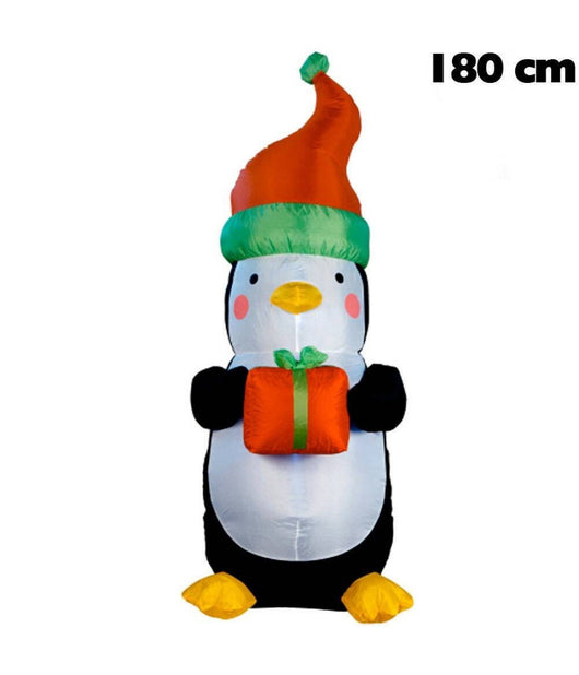 Pinguino Gonfiabile Natalizio Con Illuminazione A Led Altezza 180 Cm Decorazioni         