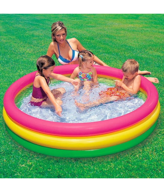 Piscina 3 Anelli Gonfiabile Colore Verde Giallo Fucsia 114 X 25 Cm Bambini 57412         