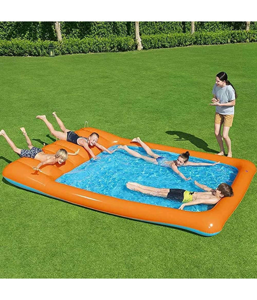 Piscina Acquascivolo Con Scivolo Acqua E Spruzzi 341 X 213 Cm Pvc Arancione         