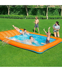 Piscina Acquascivolo Con Scivolo Acqua E Spruzzi 341 X 213 Cm Pvc Arancione         