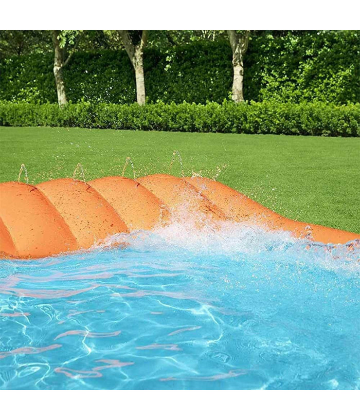 Piscina Acquascivolo Con Scivolo Acqua E Spruzzi 341 X 213 Cm Pvc Arancione         