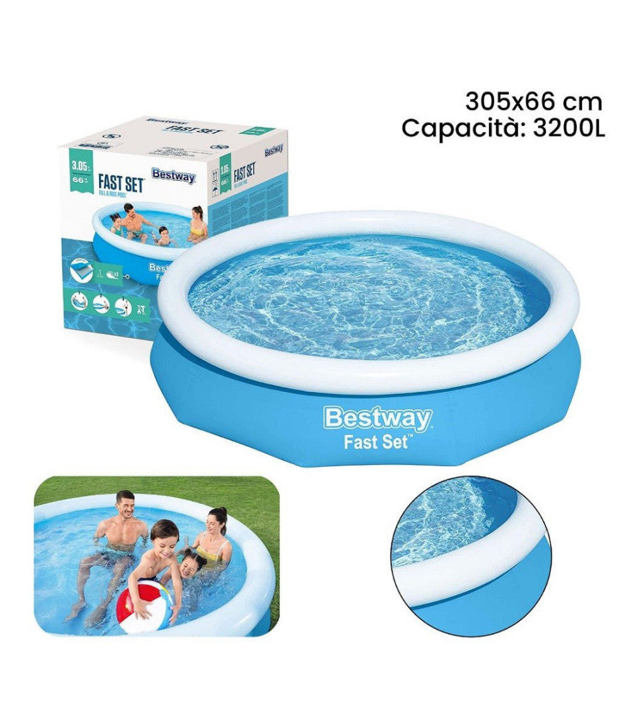 Piscina Fast Set Tonda Fuori Terra Con Anello Gonfiabile 3200lt 305x66 Cm 57456         