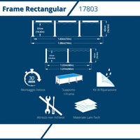 Piscina Fuoriterra Rettangolare con Struttura in Acciaio Avenli Cm188X127X42 Azzurra senza Predisposizione Pompa 17803