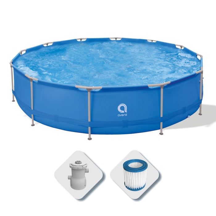 Piscina Fuoriterra Rotonda con Struttura in Acciaio Avenli Cm 420x84 Azzurra con Pompa Filtro Inclusa 17800EU