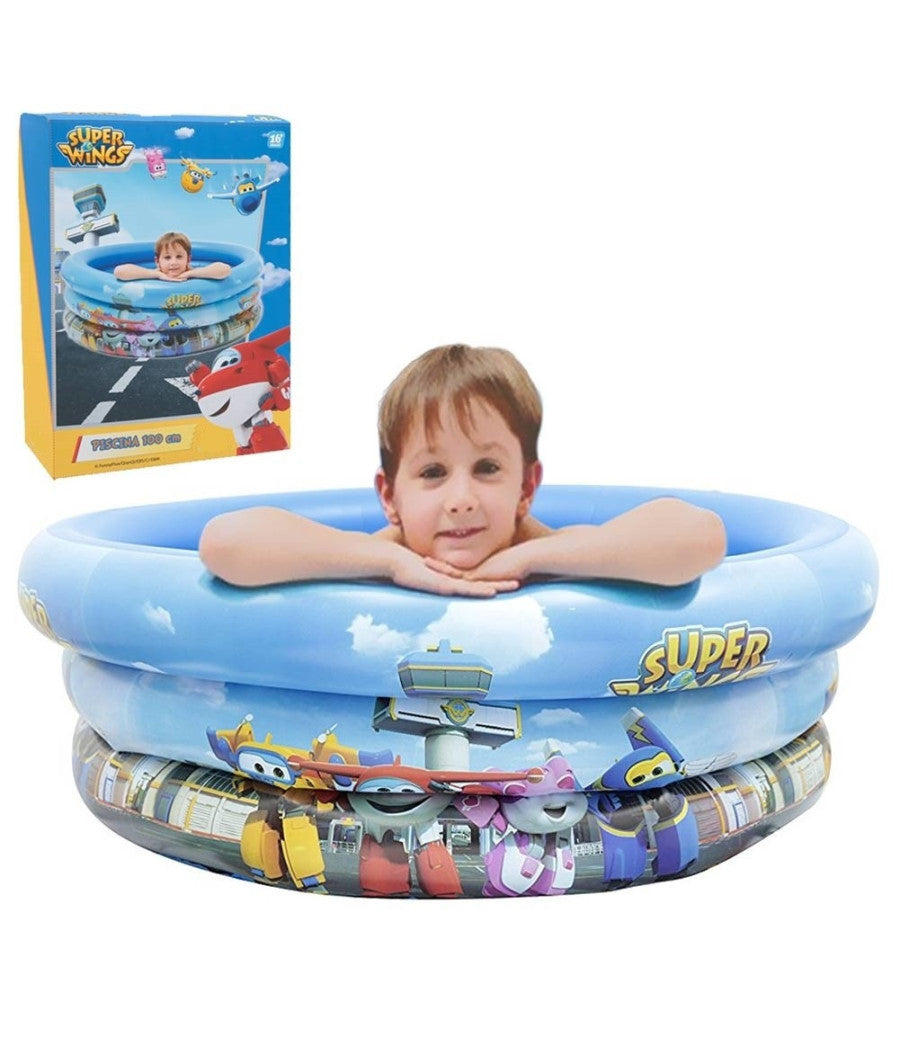 Piscina Gonfiabile 3 Tubi Con Stampa Super Wings Diametro 100 Cm         