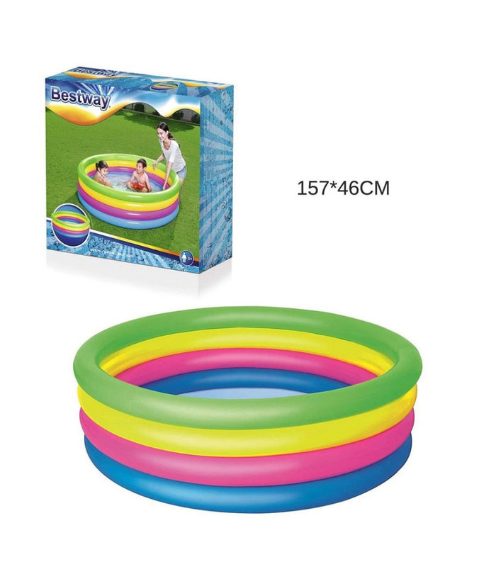 Piscina Gonfiabile Arcobaleno Per Bambini A 4 Anelli Colorati 157 X 46 Cm 51117         