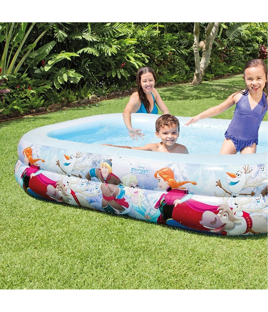 Piscina Gonfiabile Bambini Disney Frozen 2 Anelli 262 X 175 X 56 Cm Da Giardino         