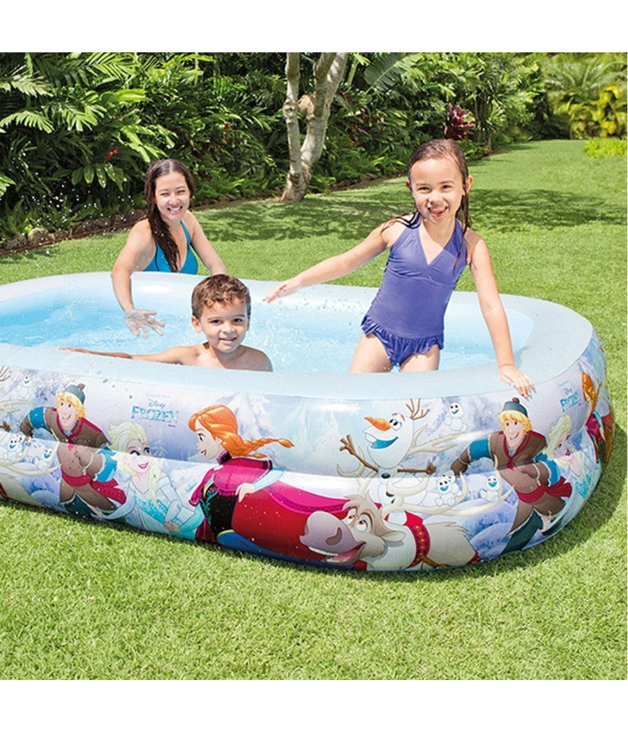 Piscina Gonfiabile Bambini Disney Frozen 2 Anelli 262 X 175 X 56 Cm Da Giardino         