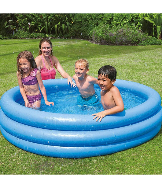 Piscina Gonfiabile Crystal Blu Grande 3 Anelli 168 X 38 Cm Estate Bambini 58446         