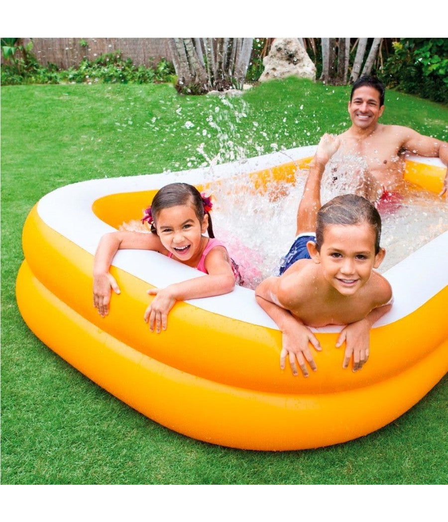 Piscina Gonfiabile Family Mandarin 229 X 147 X 43 Cm 2 Anelli Arancione         