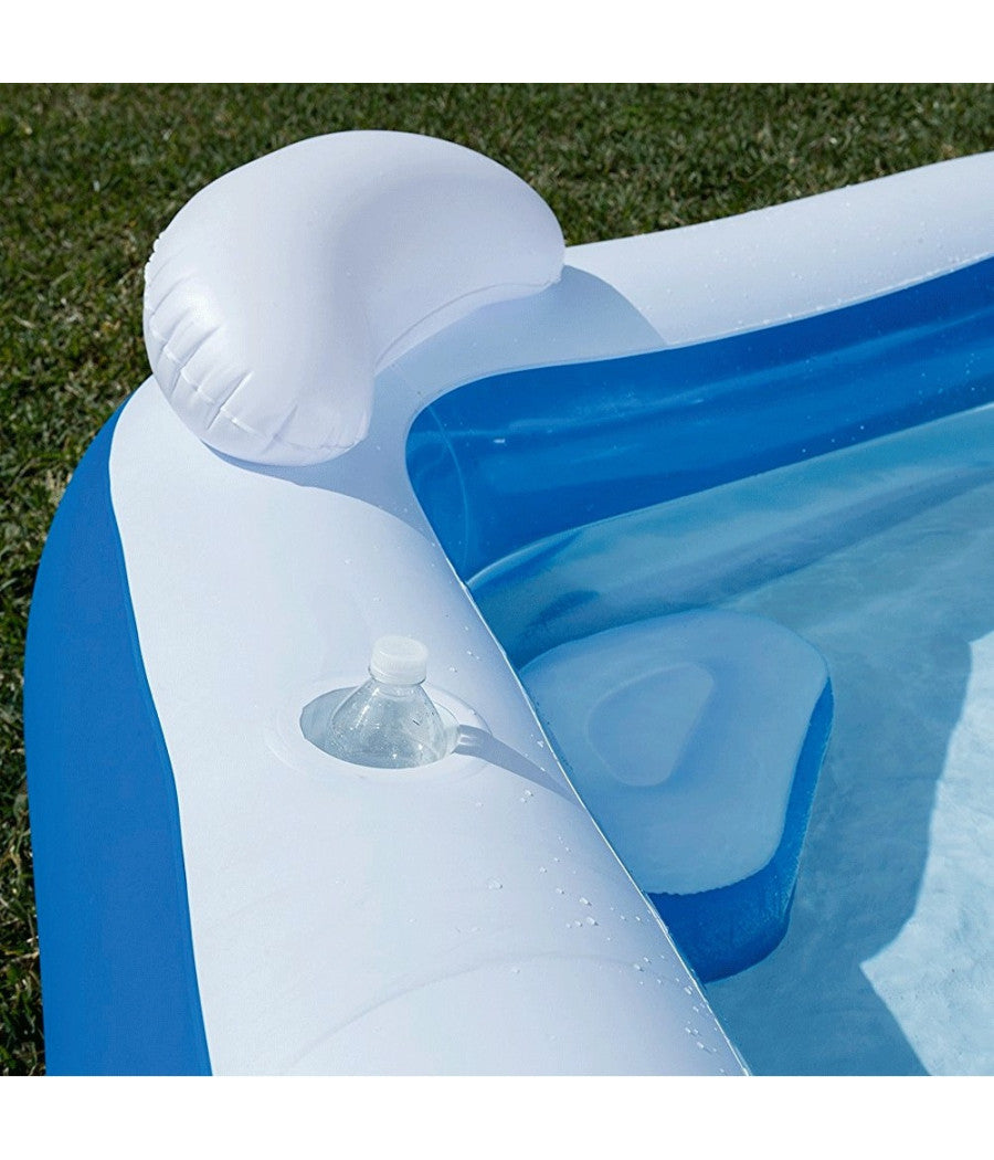 Piscina Gonfiabile Fuoriterra 213 X 207 X 69 Cm Con Portabicchieri Cuscini         