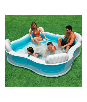 Piscina Gonfiabile Fuoriterra 4 Sedili 229x229x66cm Con 2 Portabicchieri         