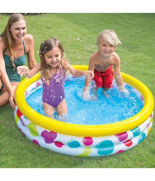 Piscina Gonfiabile Per Bambini 3 Anelli 114 X 25 Cm Giardino Terrazzo 132 Lt         