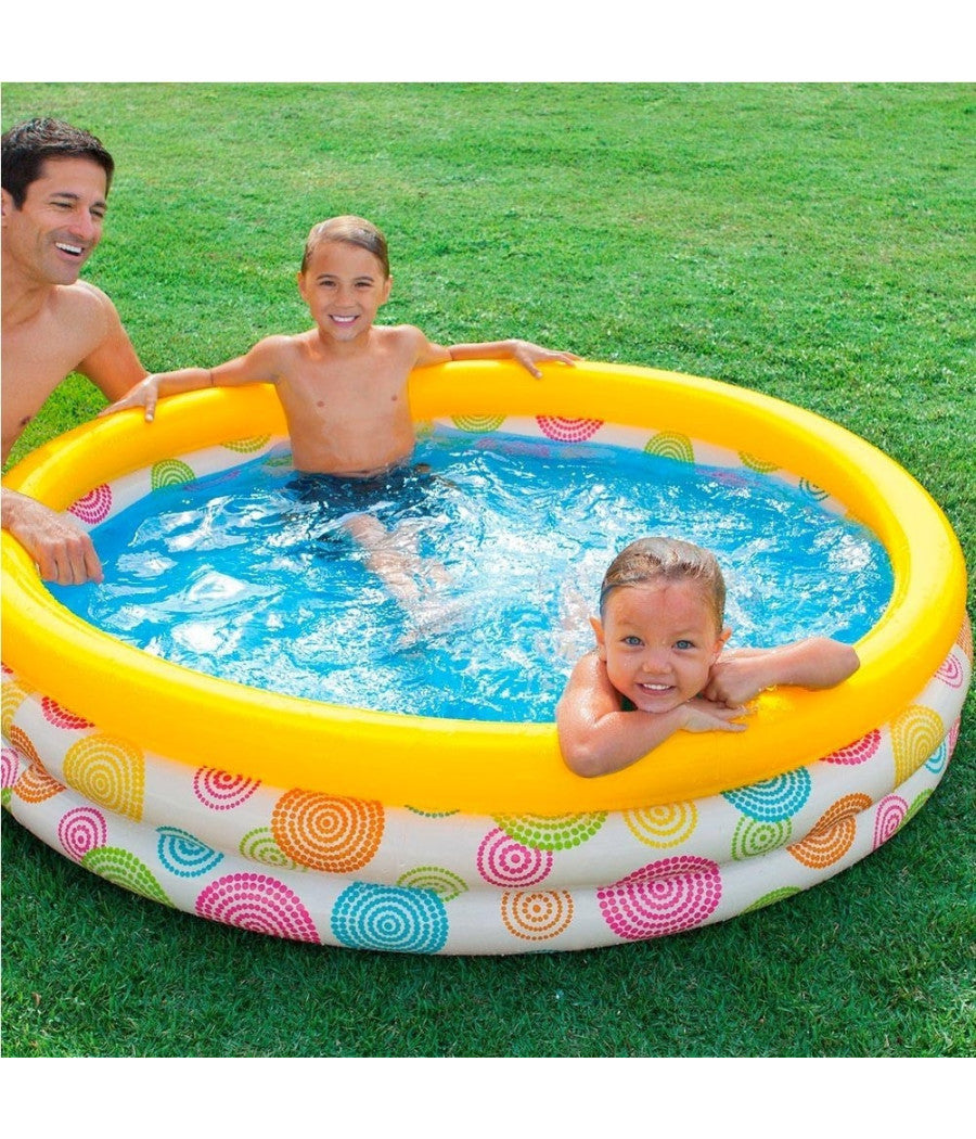 Piscina Gonfiabile Per Bambini 3 Anelli 147 X 33 Cm Giardino Terrazzo 330 Lt         