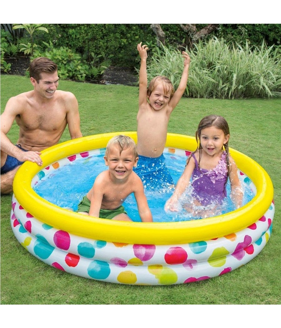 Piscina Gonfiabile Per Bambini 3 Anelli 147 X 33 Cm Giardino Terrazzo 330 Lt         