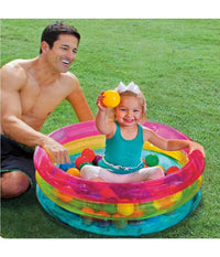 Piscina Gonfiabile Per Bambini 3 Anelli Colorati 86x25cm Con Set Palline         