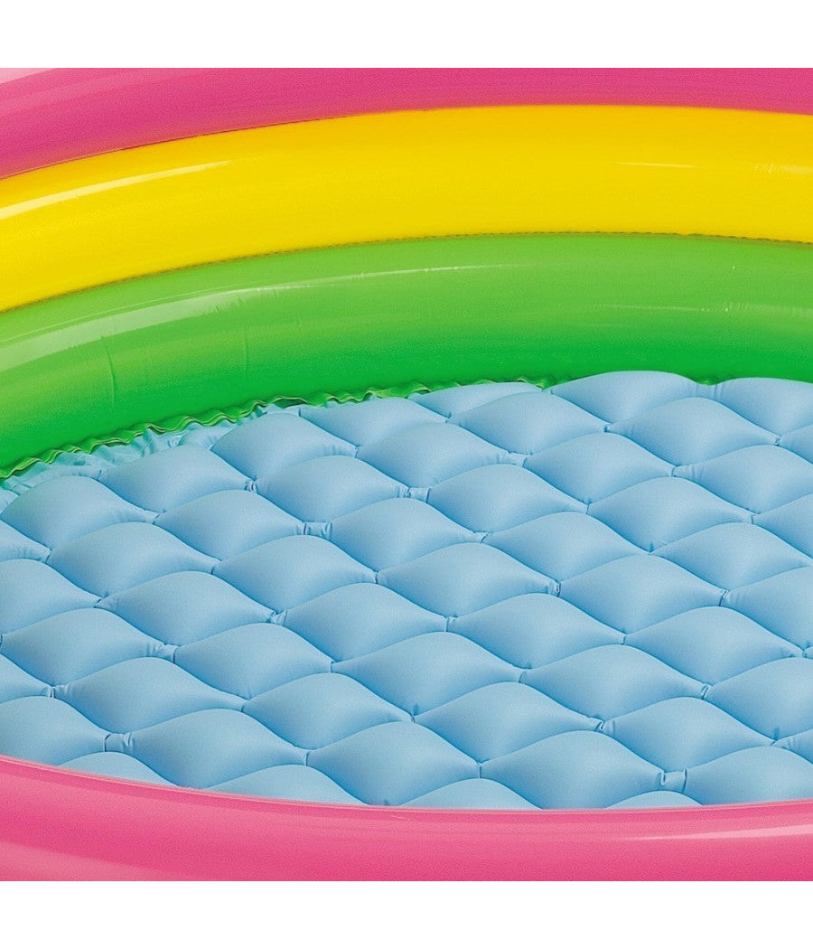 Piscina Gonfiabile Per Bambini Arcobaleno A 3 Anelli Colorati 147 X 33 Cm         