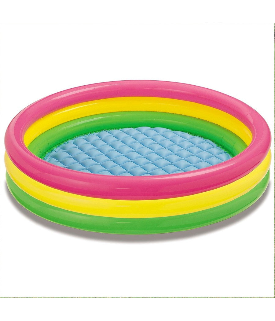 Piscina Gonfiabile Per Bambini Arcobaleno A 3 Anelli Colorati 147 X 33 Cm         