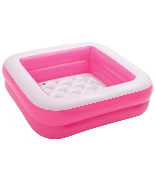 Piscina Gonfiabile Per Bambini Baby Quadrata 2 Anelli Rosa 85 X 85 X 23 Cm         