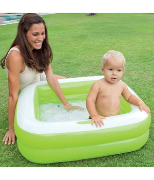 Piscina Gonfiabile Per Bambini Baby Quadrata 2 Anelli Verde 85 X 85 X 23 Cm         