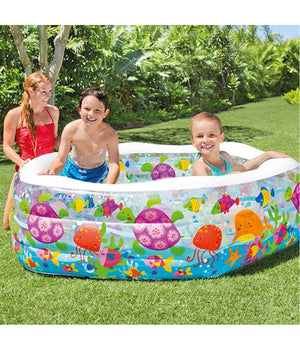 Piscina Gonfiabile Per Bambini Pesci Dell'oceano A 3 Anelli 191 X 178 X 61 Cm         