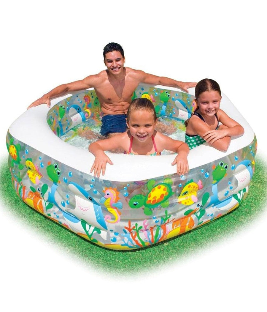 Piscina Gonfiabile Per Bambini Pesci Dell'oceano A 3 Anelli 191 X 178 X 61 Cm         