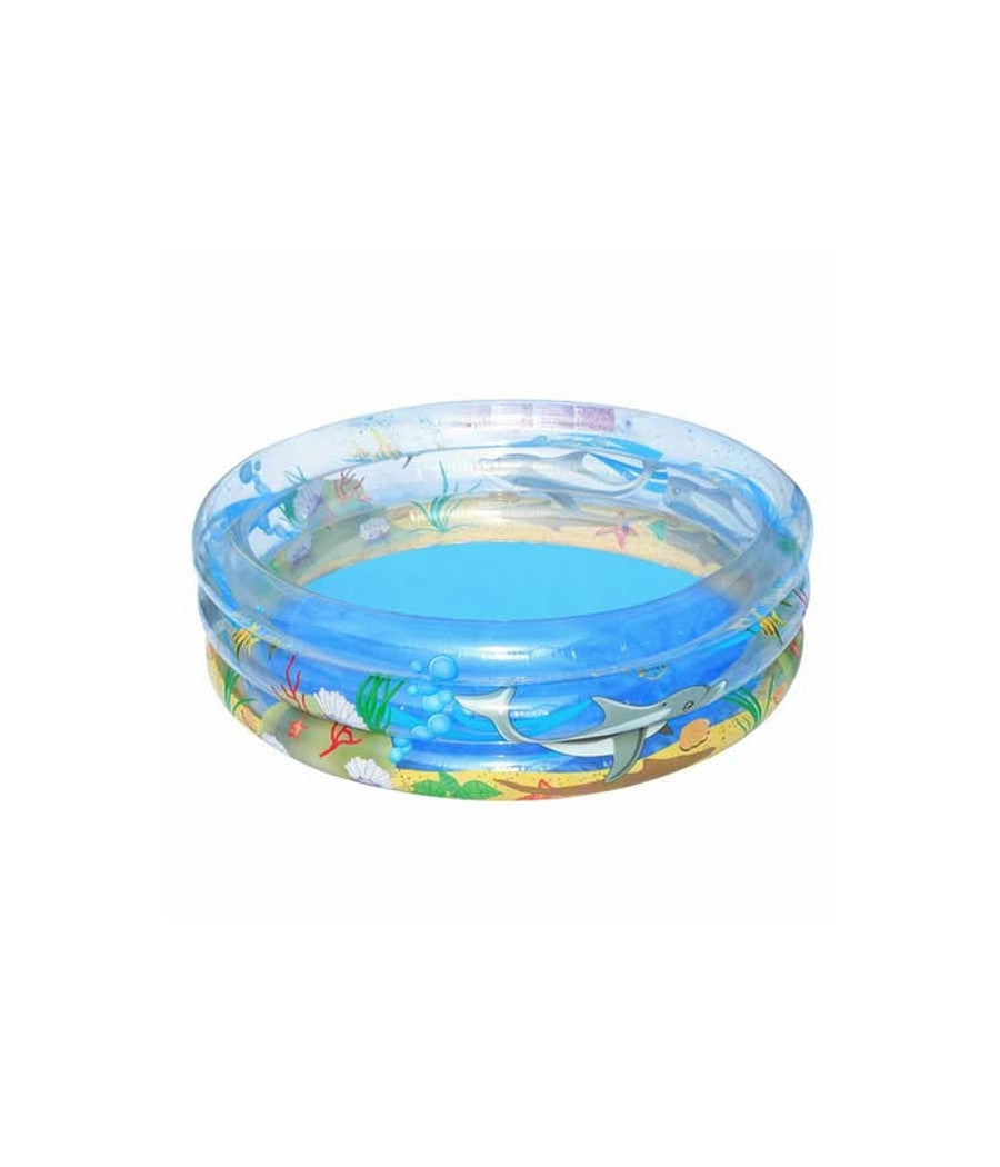 Piscina Gonfiabile Per Bambini Trasparente Sea Life 3 Anelli 150 X 53 Cm         