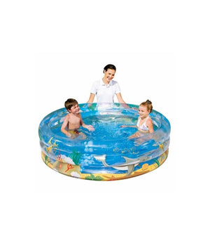 Piscina Gonfiabile Per Bambini Trasparente Sea Life 3 Anelli 150 X 53 Cm         