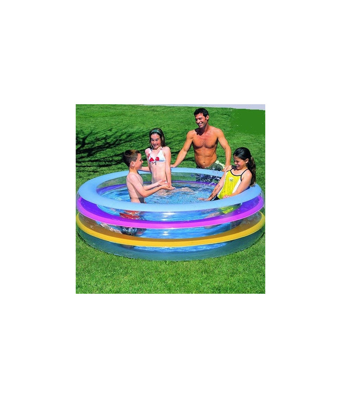 Piscina Gonfiabile Rotonda Fuori Terra 3 Anelli In Vinile 196 X 53 Cm         