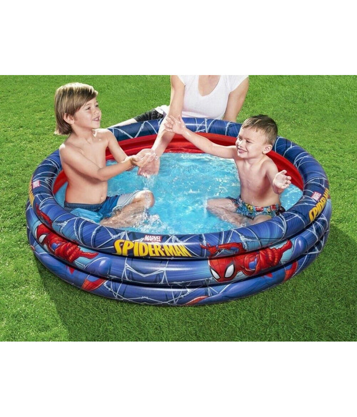 Piscina Gonfiabile Spiderman L'uomo Ragno 3 Anelli 122x30cm Per Bambini 2+ 98018         