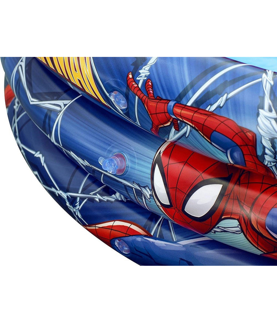 Piscina Gonfiabile Spiderman L'uomo Ragno 3 Anelli 122x30cm Per Bambini 2+ 98018         