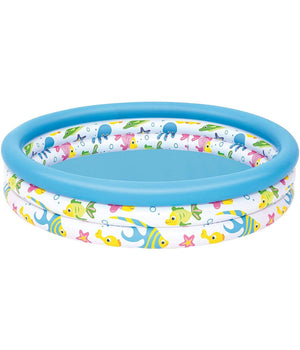 Piscina Rotonda 122cm Gonfiabile Fuoriterra Pesciolini Bambini Giardino 3 Anelli         