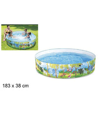 Piscina Rotonda Gonfiabile 183x38 Cm Decorazione Safari Bambini Giardino Estate         