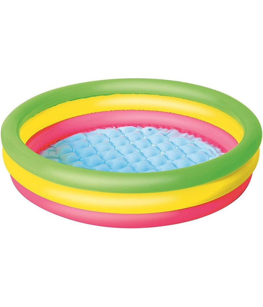 Piscina Summer A 3 Anelli Color Arcobaleno Con Fondo Gonfiabile 102x25 Cm 51104         