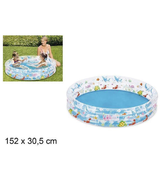 Piscina Tonda Gonfiabile Personaggi Marini Bambini 3 Anelli Giardino 152x30.5cm         