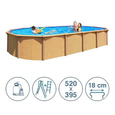 Piscina fuori terra in acciaio ABAK effetto legno Osmose 520x395x132cm