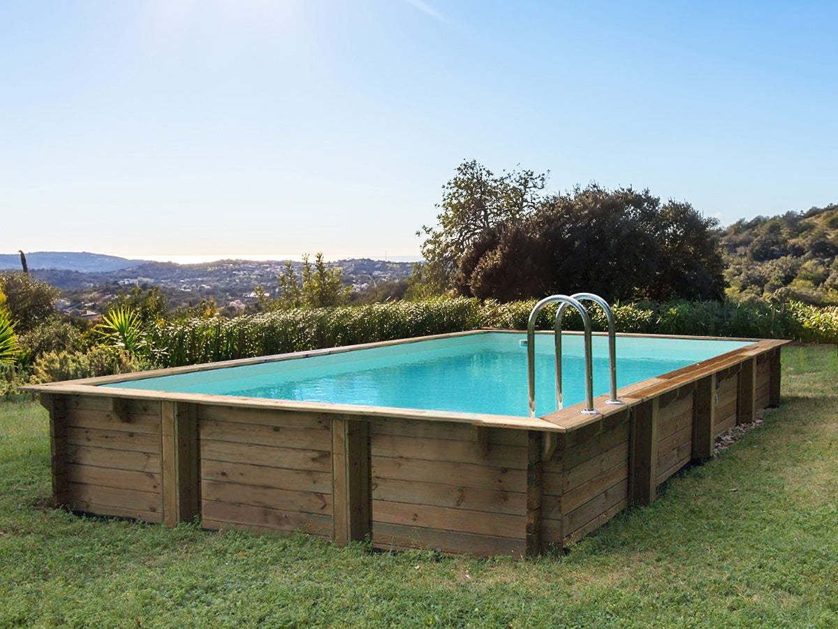 Piscina rettangolare rivestita in legno Sunrise 8,20x5,20x1,44 m